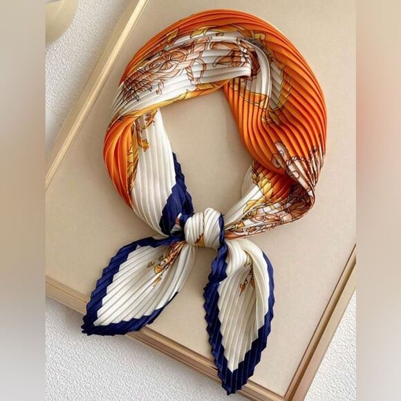 Elegant Orange and Cream Scarf G11 - Picture 2 of 4